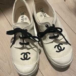 Vintage Chanel logo canvas sneaker